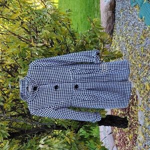 Classic Houndstooth Swing Jacket Sarah Jessica Parker Pea Coat Size Small